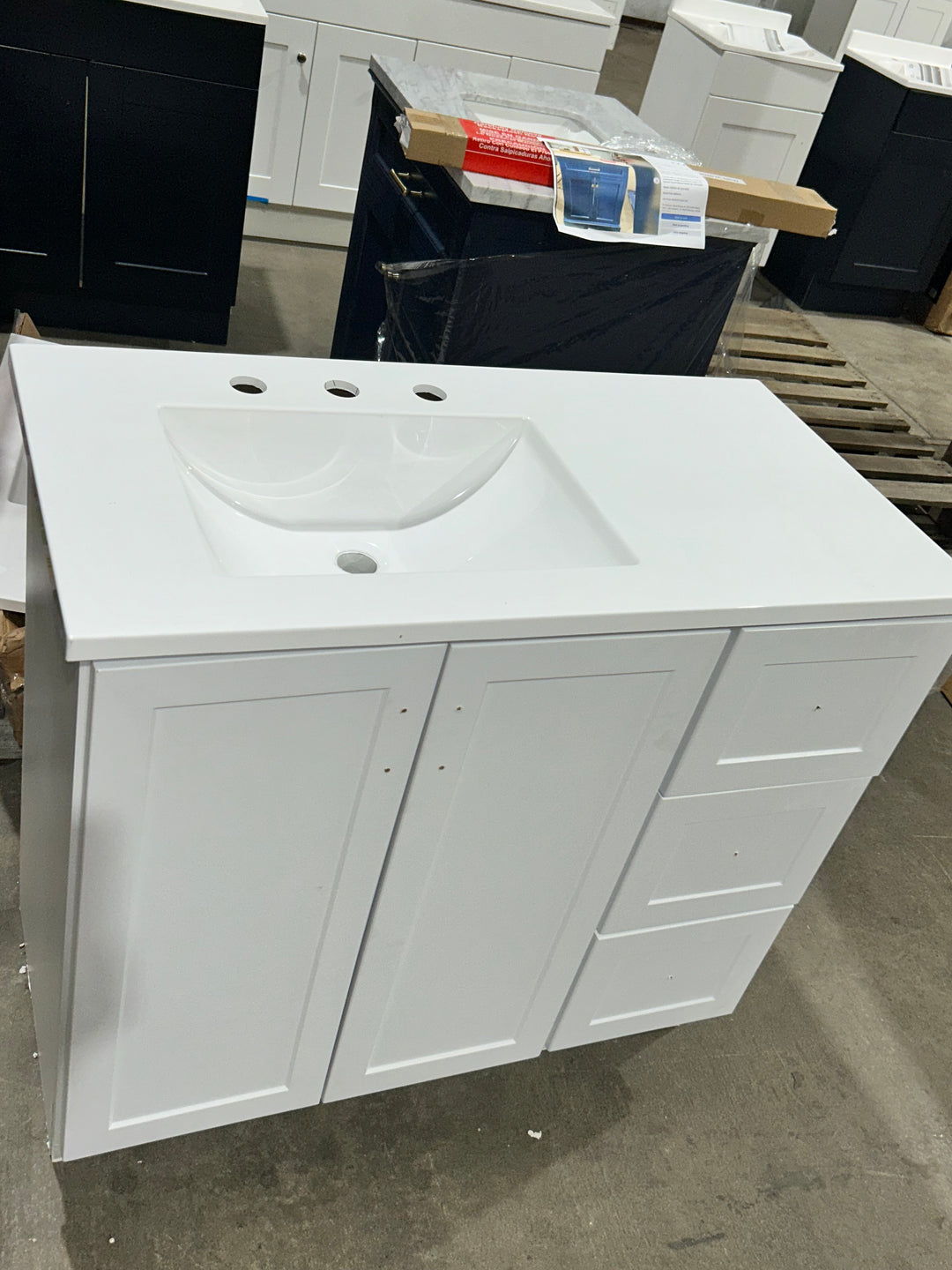 Style Selections Davies 36-in White Single Sink Bathroom Vanity with White (open box)