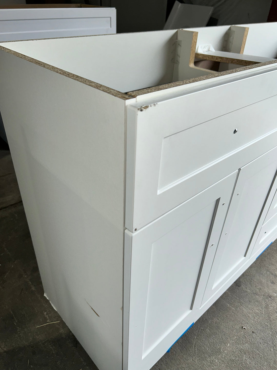 Style Selections Cauley 60-in True White Double Sink Bathroom Vanity (NO TOP) (damaged)