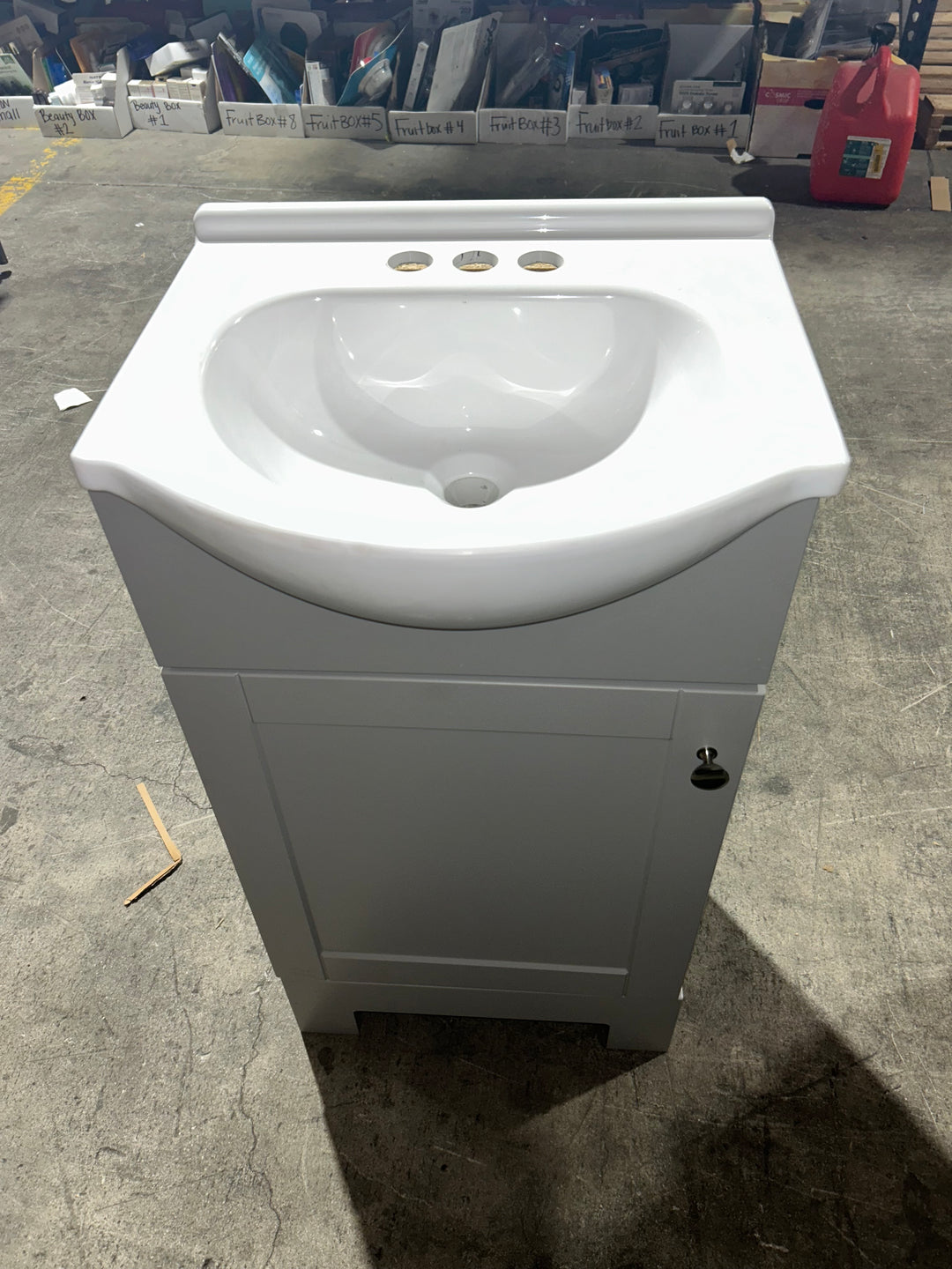 Project Source Euro 18-in Light Gray Single Sink Bathroom Vanity with White Cultured Marble Top (open box)