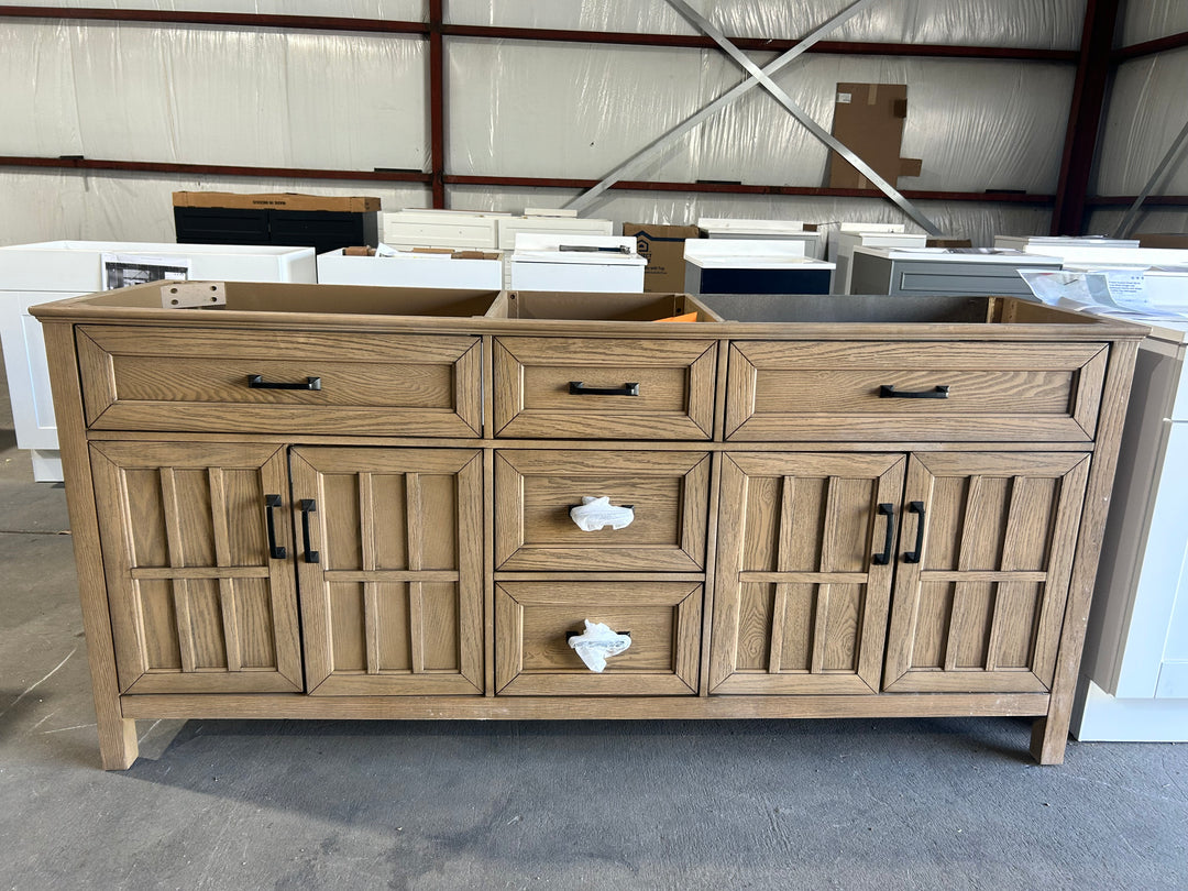 allen + roth Cantrell 72-in Clear Oak Undermount Double Sink Bathroom Vanity (DAMAGED) (NO TOP)
