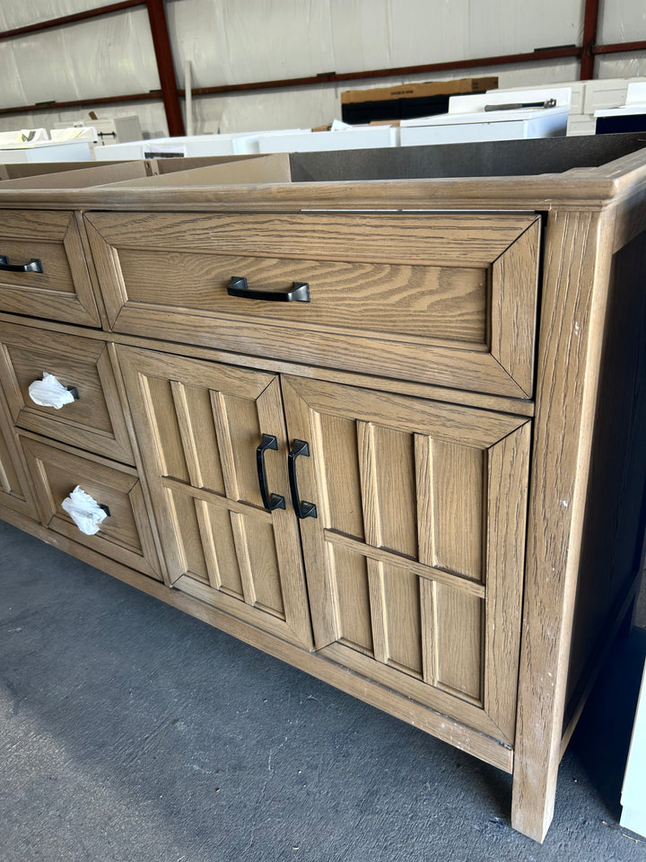 allen + roth Cantrell 72-in Clear Oak Undermount Double Sink Bathroom Vanity (DAMAGED) (NO TOP)