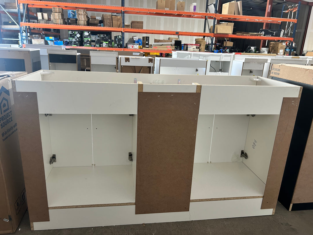 Style Selections Cauley 60-in True White Double Sink Bathroom Vanity (NO TOP) (damaged)