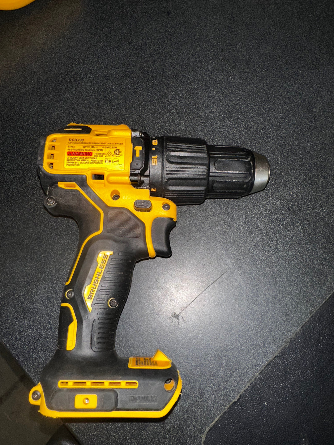 Dewalt 20V MAX* Brushless Cordless 1/2 in. Hammer Drill (BARE TOOL) (USED)