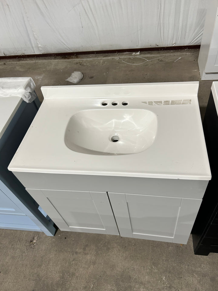 Project Source Dover 30-in Light Gray Single Sink Bathroom Vanity with White Cultured Marble Top (DAMAGED TOP)