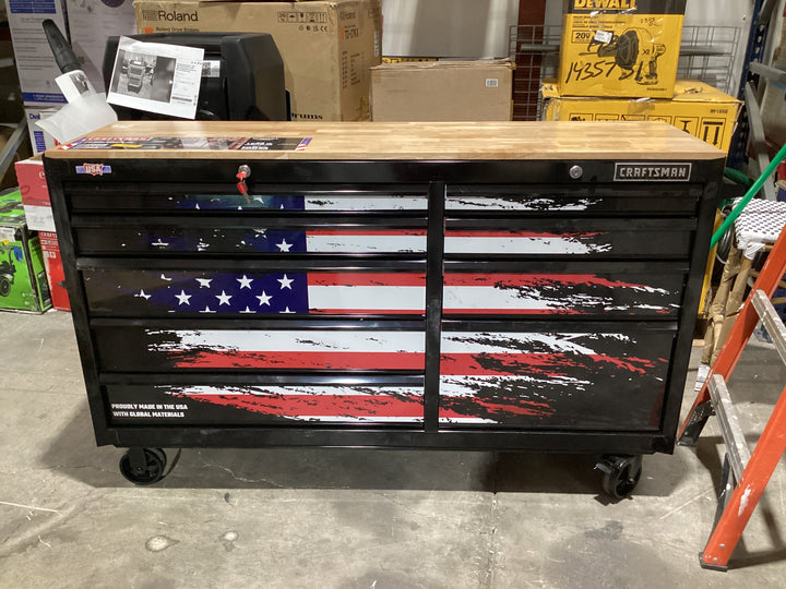CRAFTSMAN 63-in L x 37.5-in H 9 -Drawers Rolling Black Butcher block Work Bench (new)