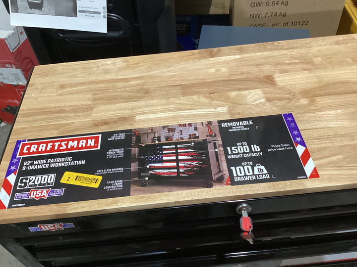 CRAFTSMAN 63-in L x 37.5-in H 9 -Drawers Rolling Black Butcher block Work Bench (new)
