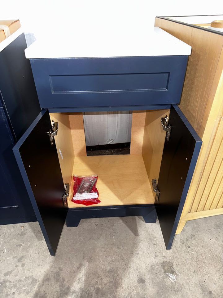 Style Selections Kirkman 18-in Deep Ocean Blue Single Sink Bathroom Vanity with White Cultured Marble Top (OPEN BOX)