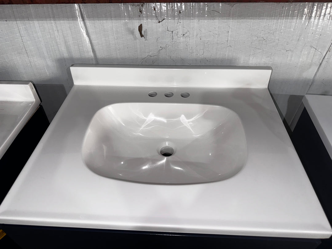 Project Source Dover 24-in Navy Blue Single Sink Bathroom Vanity with White Cultured Marble Top (Damaged)