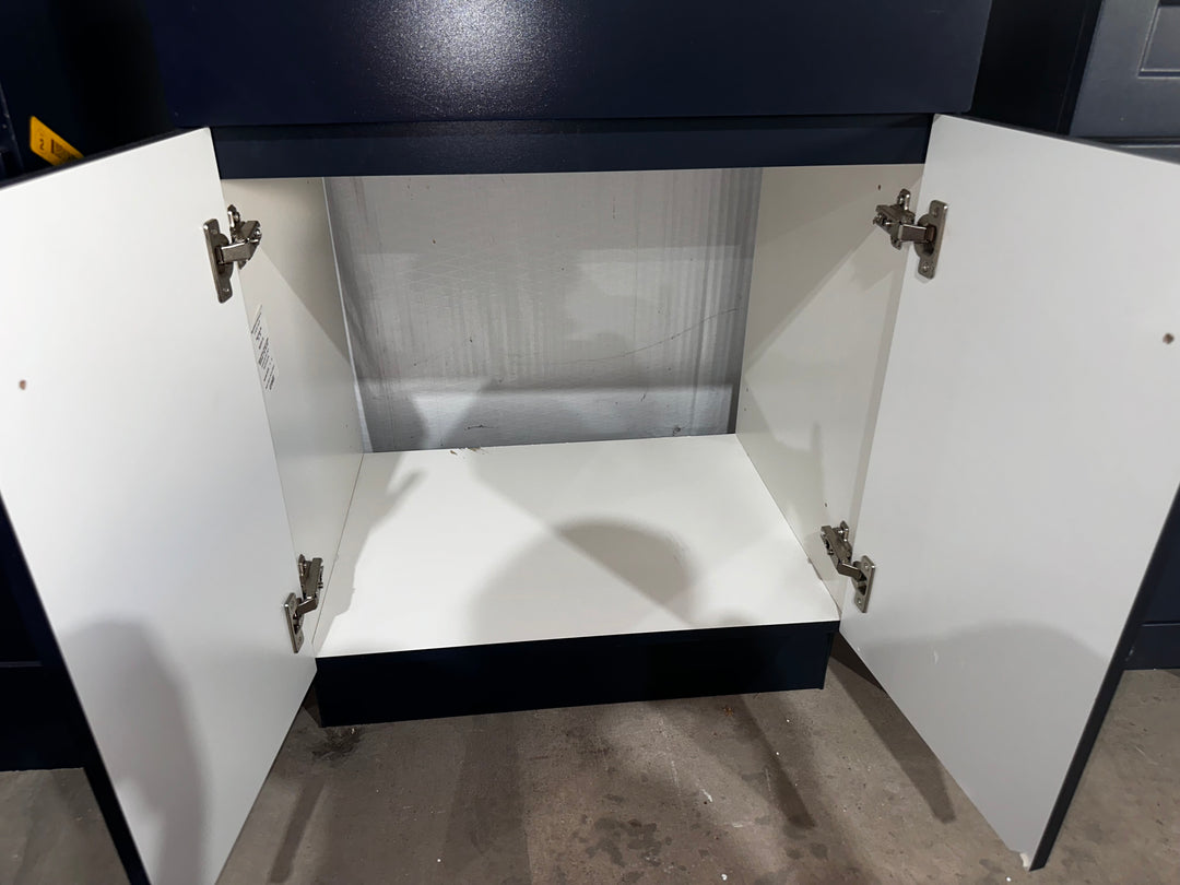 Project Source Dover 24-in Navy Blue Single Sink Bathroom Vanity with White Cultured Marble Top (Damaged)