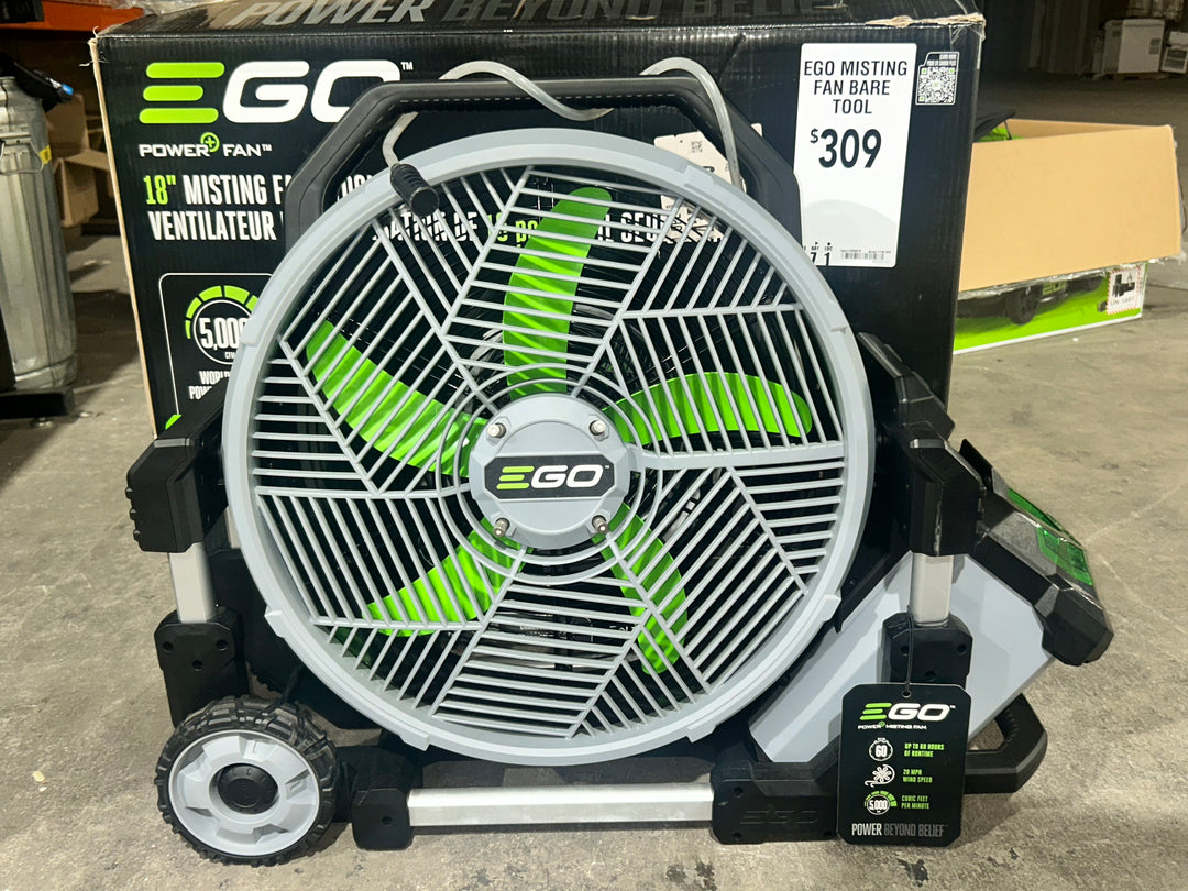 EGO 18-in High Velocity Indoor/Outdoor Misting Floor Fan, Battery Powered, in Grey (used)