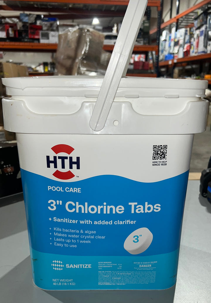 HTH 3" Chlorine Tablets for Pool Sanitization, 40 lbs. (Open Box)