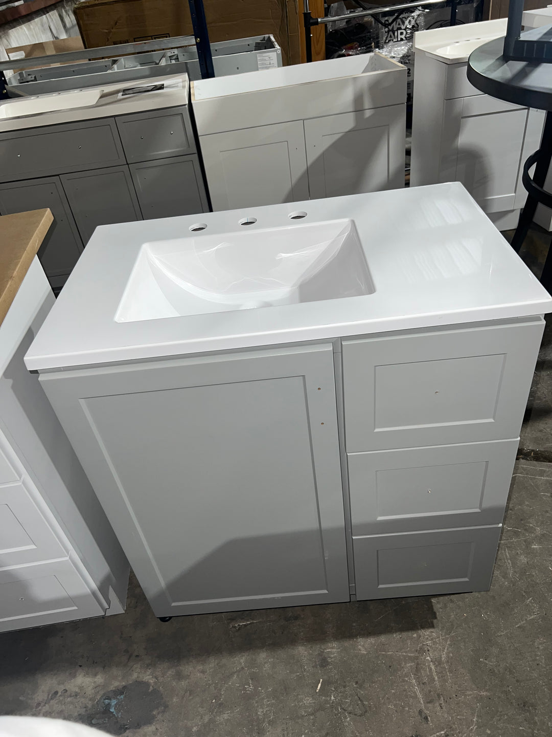 Style Selections Davies 30-in Gray Single sink Bathroom Vanity with White Cultured marble Top (Mirror Included) (open box)