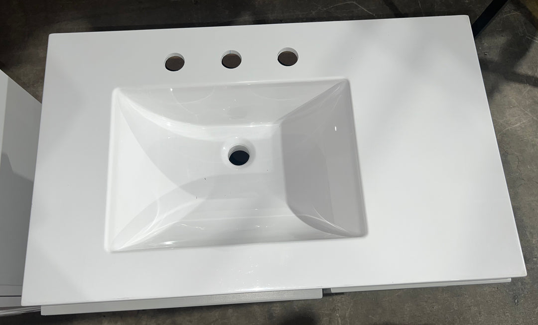 Style Selections Davies 30-in Gray Single sink Bathroom Vanity with White Cultured marble Top (Mirror Included) (open box)