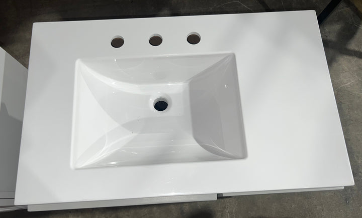 Style Selections Davies 30-in Gray Single sink Bathroom Vanity with White Cultured marble Top (Mirror Included) (open box)