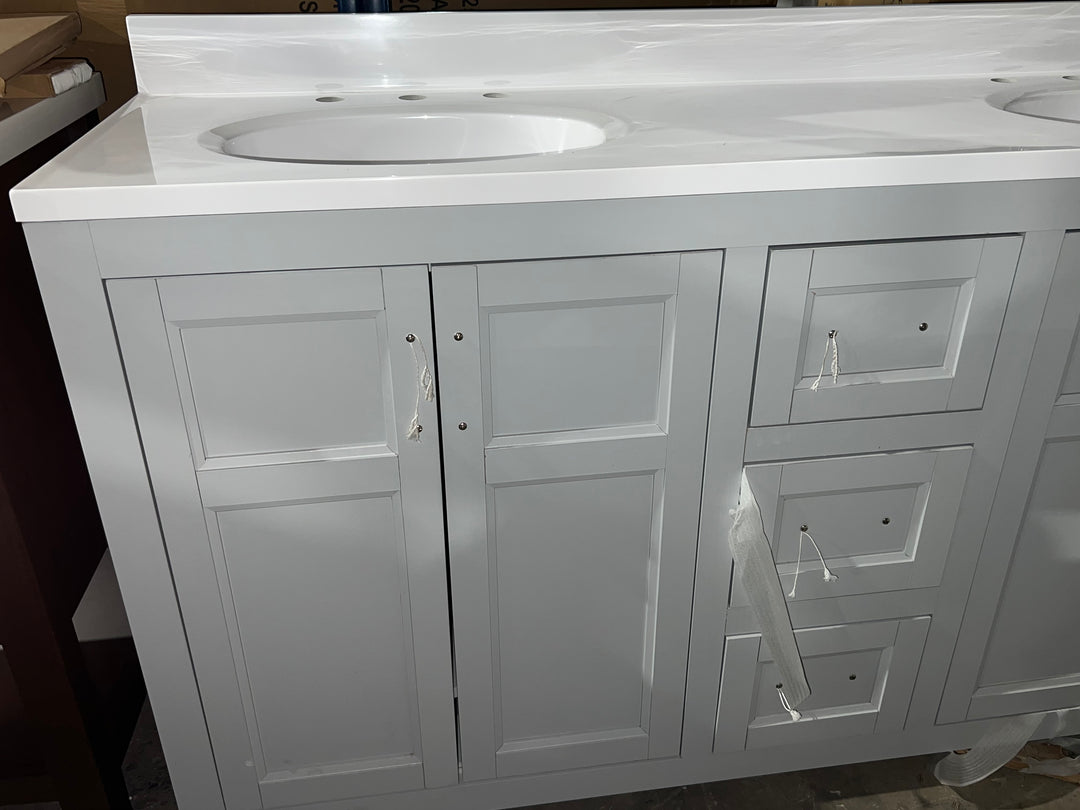 Style Selections Lowry 61-in Light Gray Double Sink Bathroom Vanity with White Acrylic Top (OPEN BOX)