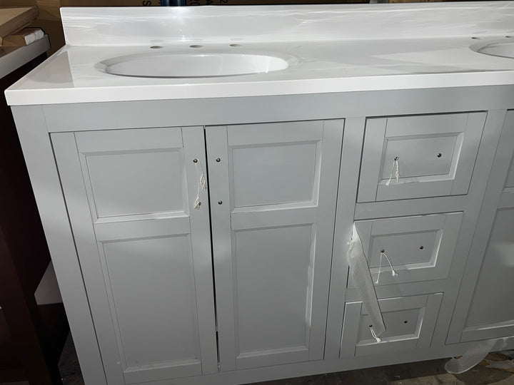 Style Selections Lowry 61-in Light Gray Double Sink Bathroom Vanity with White Acrylic Top (OPEN BOX)