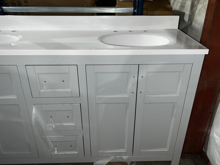 Style Selections Lowry 61-in Light Gray Double Sink Bathroom Vanity with White Acrylic Top (OPEN BOX)