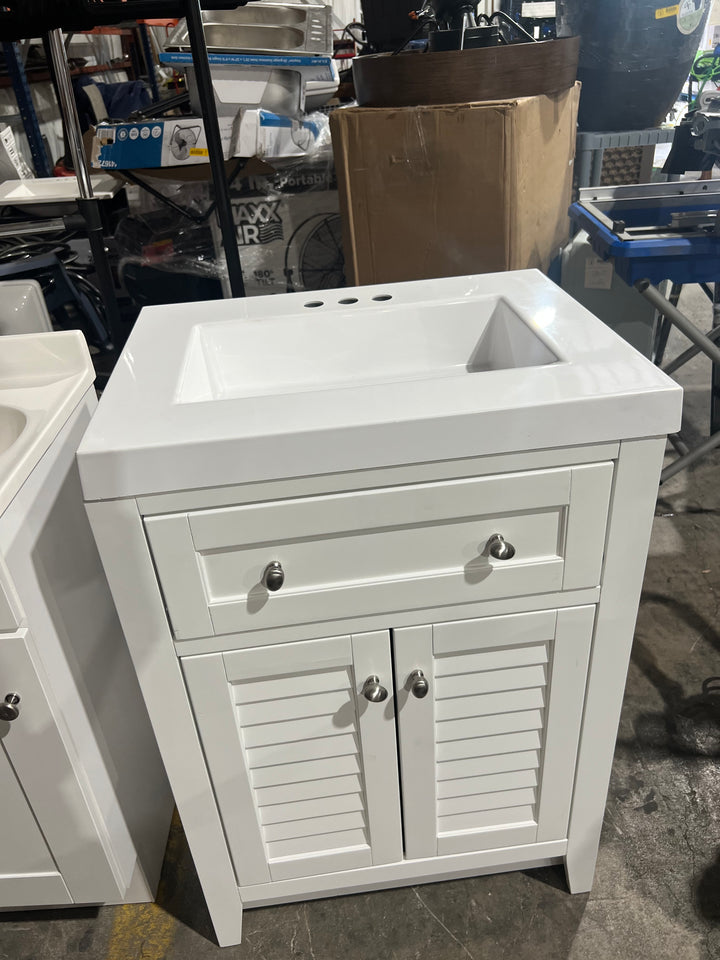 Style Selections Westlake 24-in White Single Sink Bathroom Vanity with White Cultured White Top (Open Box)