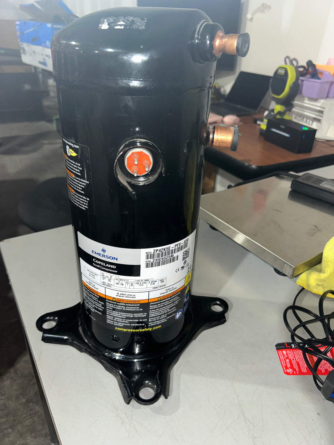 Copeland - Scroll Compressor - R410 Refrigerant - 42,000 BTU Capacity - 208/230 Volt Single Phase (Used)