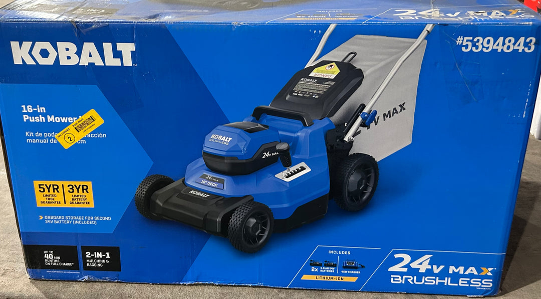Kobalt 24-volt, 16-in Push Battery Walk Mower with (2) 4 Ah Battery Included (used)