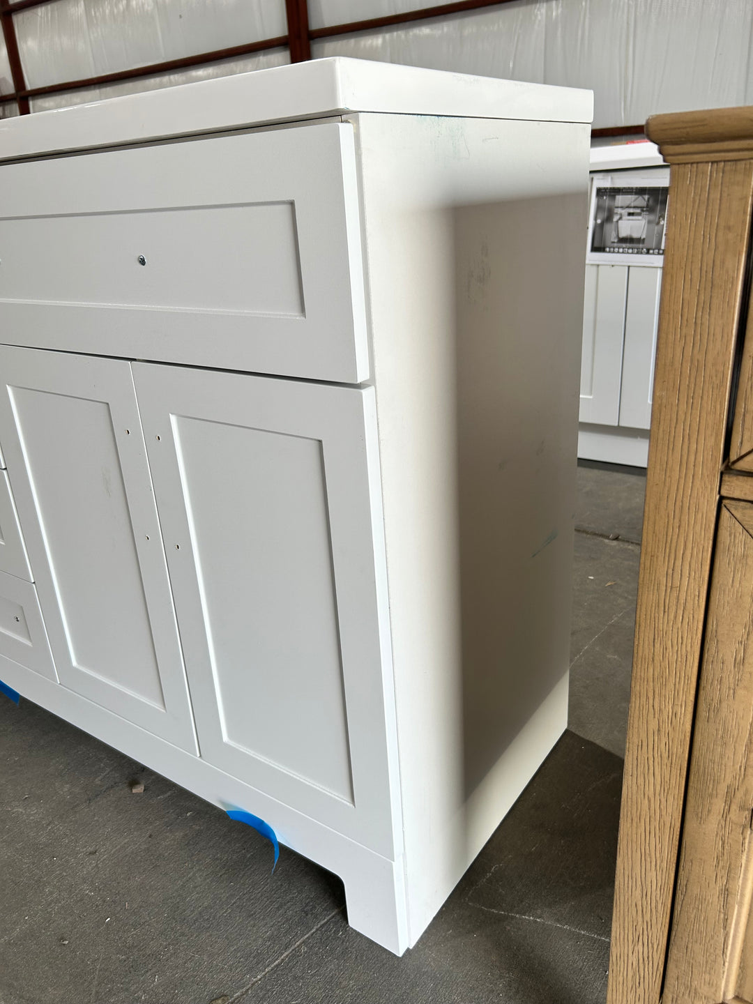 Style Selections Cauley 60-in True White Double Sink Bathroom Vanity with White Cultured Marble Top (DAMAGE)(DONT LIST)
