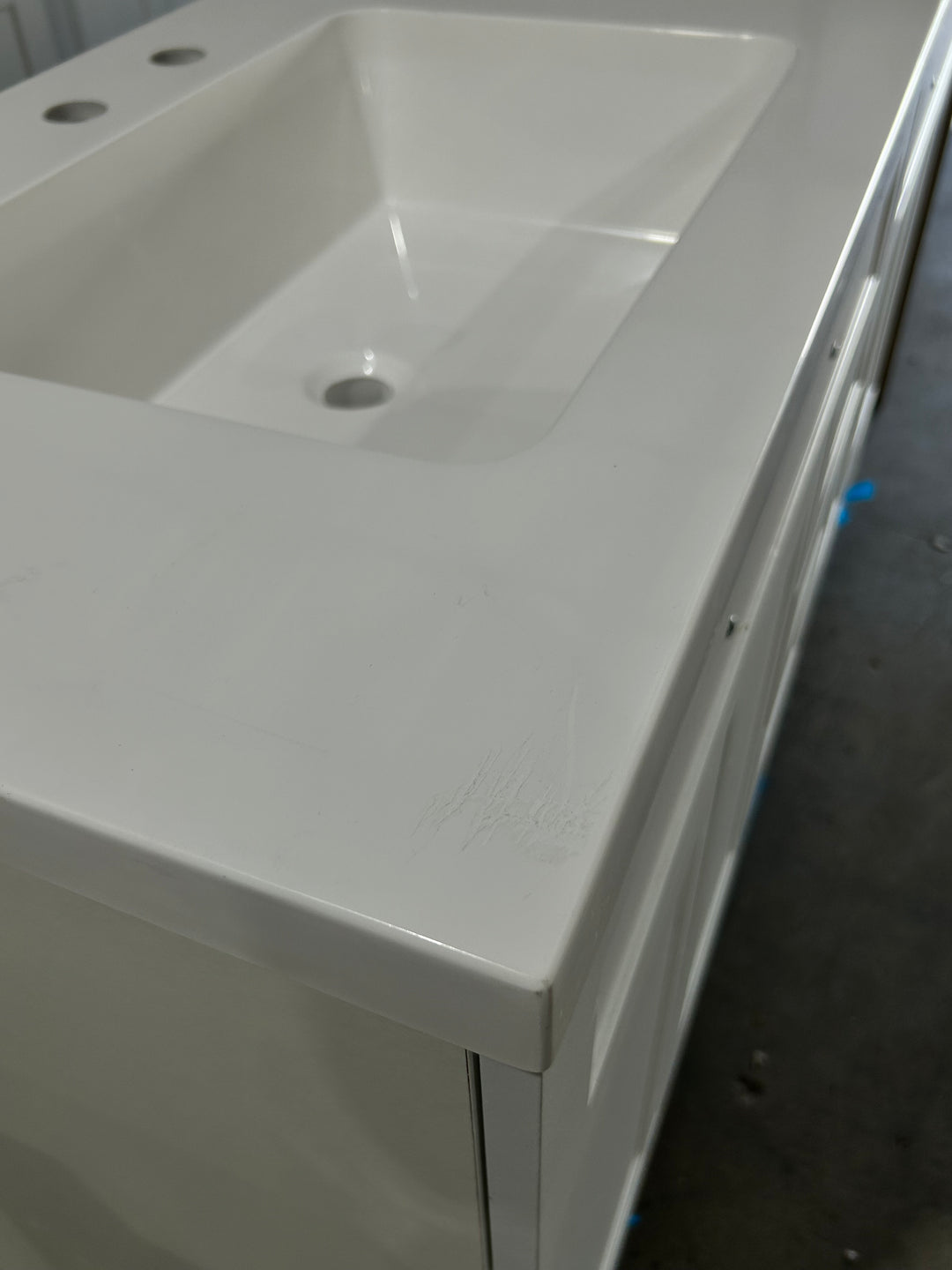 Style Selections Cauley 60-in True White Double Sink Bathroom Vanity with White Cultured Marble Top (DAMAGE)(DONT LIST)