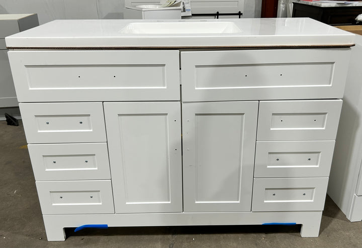 Style Selections Cauley 48-in True White Single Sink Bathroom Vanity with White Cultured Marble Top (open box)