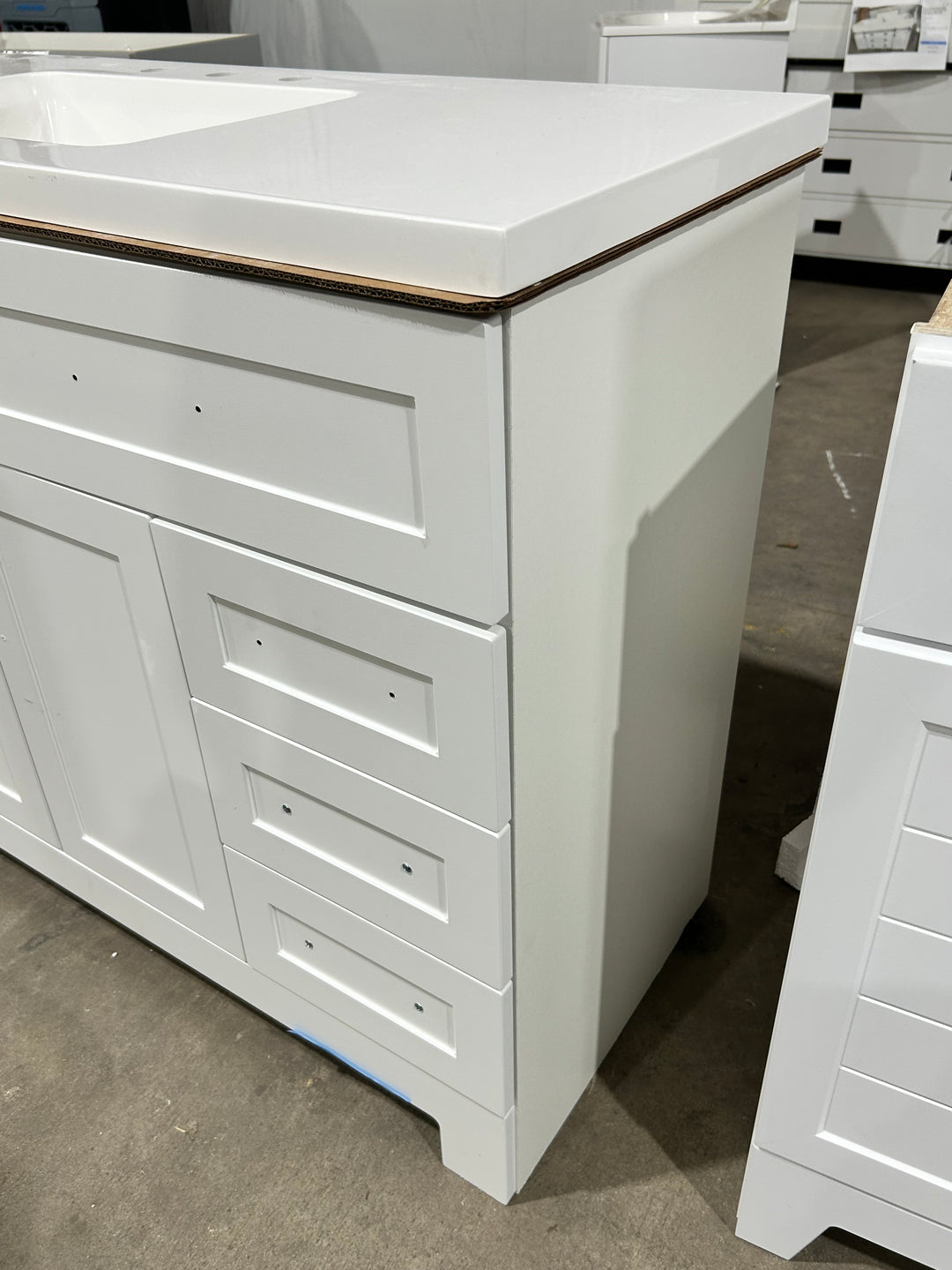 Style Selections Cauley 48-in True White Single Sink Bathroom Vanity with White Cultured Marble Top (open box)
