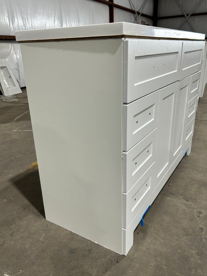 Style Selections Cauley 48-in True White Single Sink Bathroom Vanity with White Cultured Marble Top (open box)