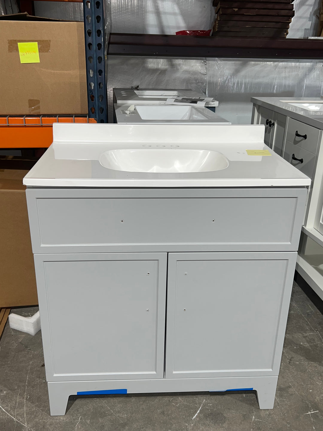 Style Selections Potter 36-in Light Gray Single Sink Bathroom Vanity with White Cultured Marble Top (damaged)