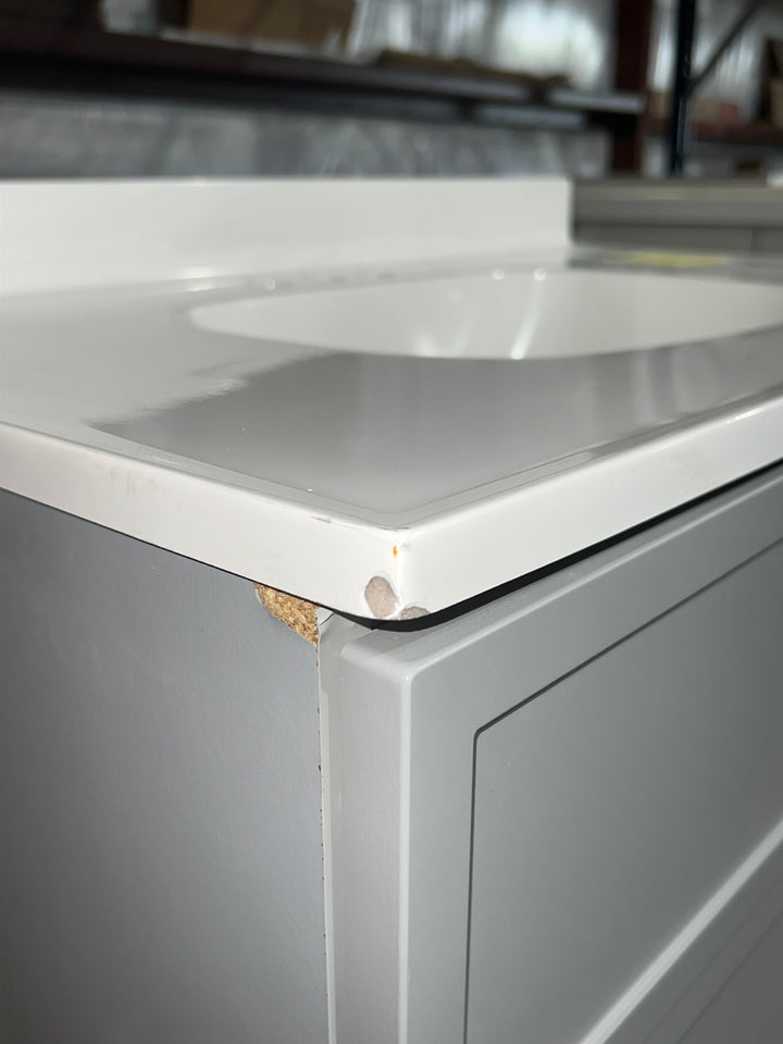 Style Selections Potter 36-in Light Gray Single Sink Bathroom Vanity with White Cultured Marble Top (damaged)