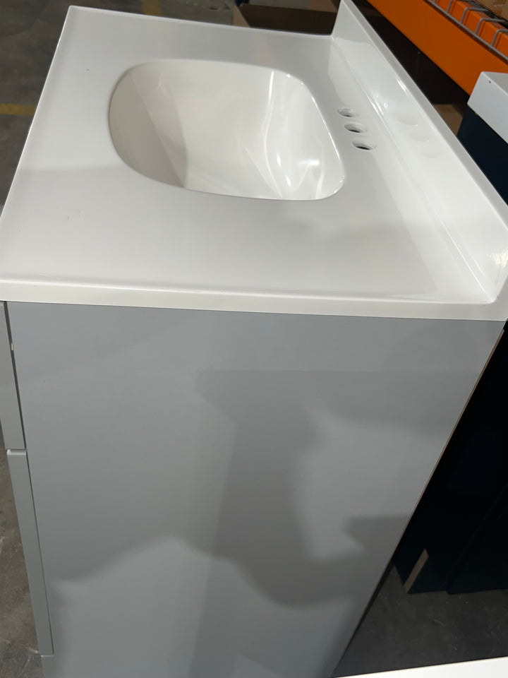 Style Selections Potter 36-in Light Gray Single Sink Bathroom Vanity with White Cultured Marble Top (damaged)