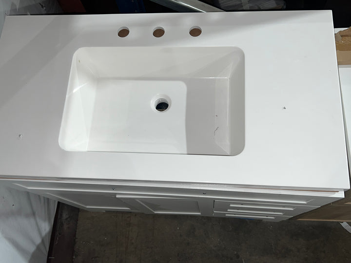 Style Selections Cauley 36-in True White Single sink Bathroom Vanity with White Cultured marble Top (Open Box)(DONT LIST) (MP ONLY)
