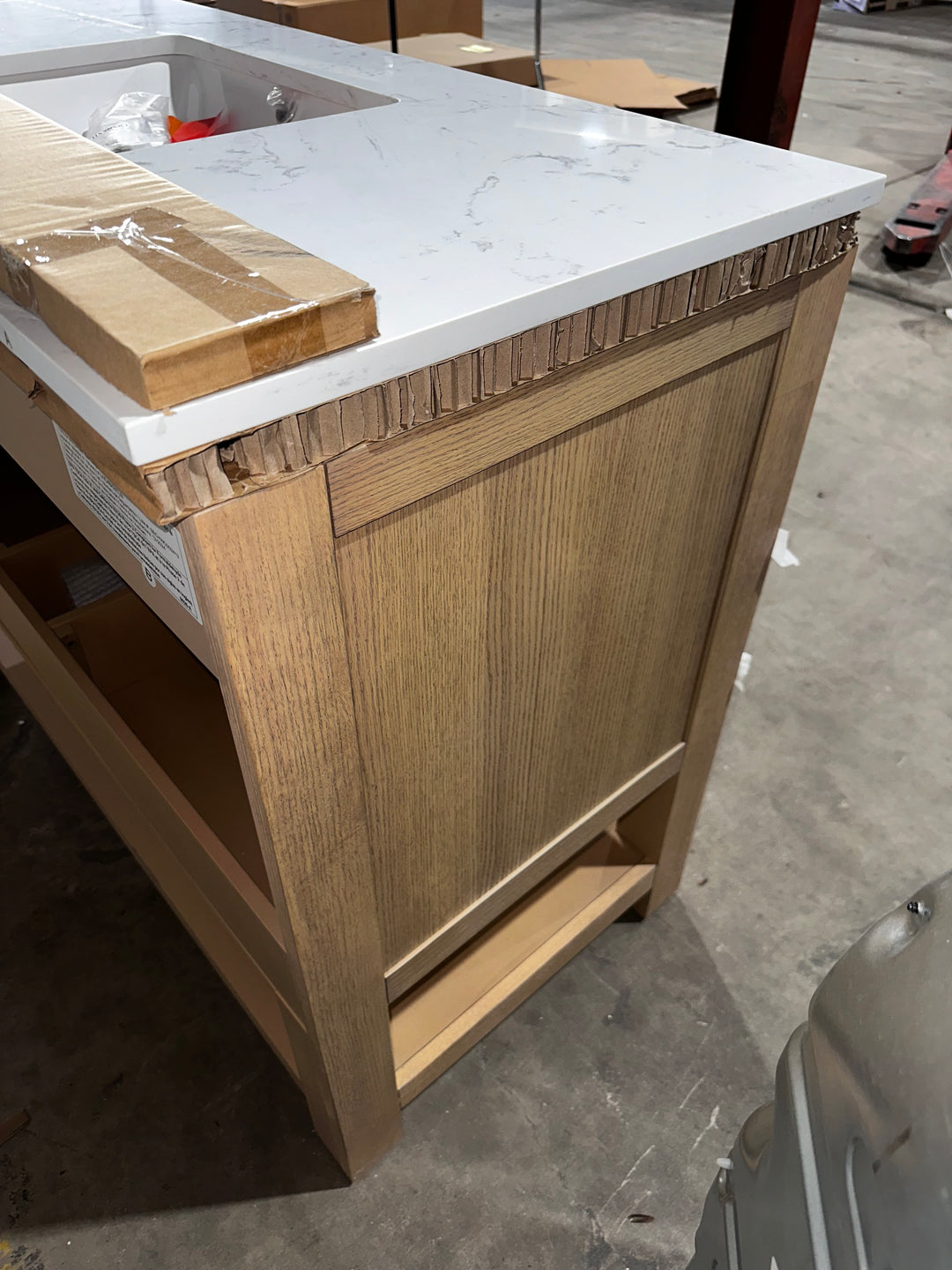 allen + roth Kennilton 48-in Light Oak Undermount Single Sink Bathroom Vanity with White Veined Engineered Stone Top (open box)