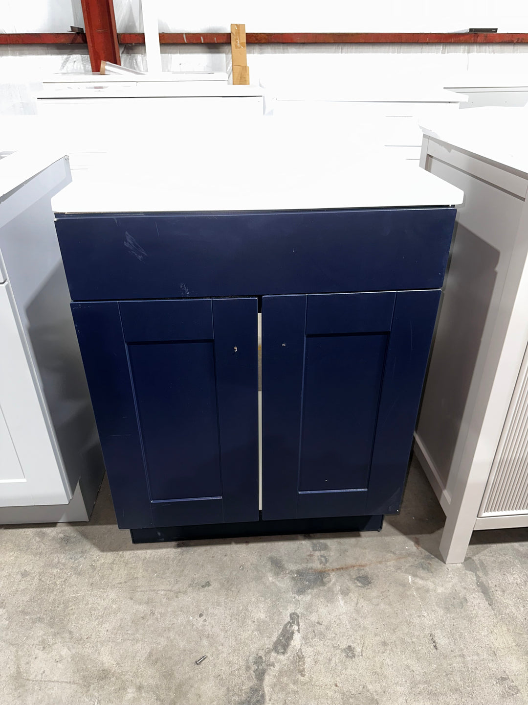 Project Source Dover 24-in Navy Blue Single Sink Bathroom Vanity with White Cultured Marble Top (OPEN BOX)
