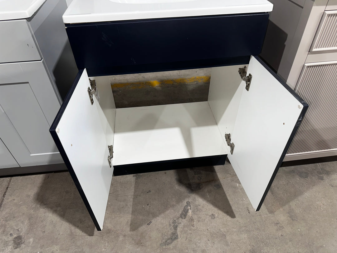 Project Source Dover 24-in Navy Blue Single Sink Bathroom Vanity with White Cultured Marble Top (OPEN BOX)