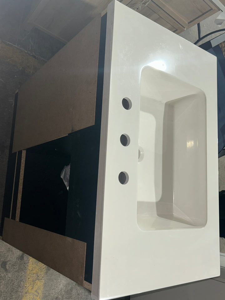 Style Selections Cauley 30-in Black Single Sink Bathroom Vanity with White Cultured Marble Top (damaged)