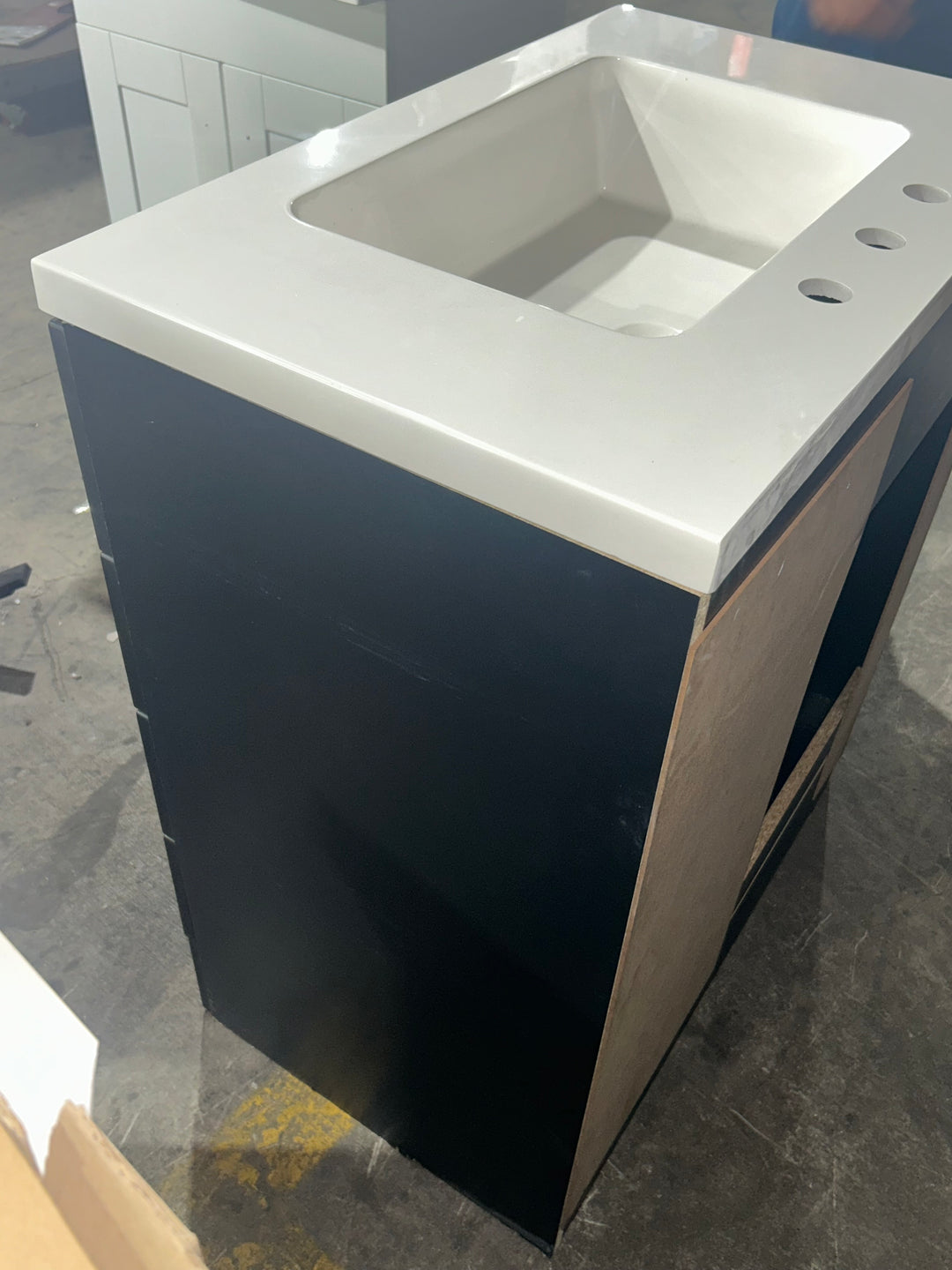 Style Selections Cauley 30-in Black Single Sink Bathroom Vanity with White Cultured Marble Top (damaged)