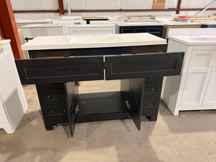 Style Selections Cauley 48-in Black Single Sink Bathroom Vanity with White Cultured Marble Top (Damaged)