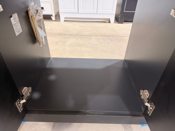 Style Selections Cauley 48-in Black Single Sink Bathroom Vanity with White Cultured Marble Top (Damaged)