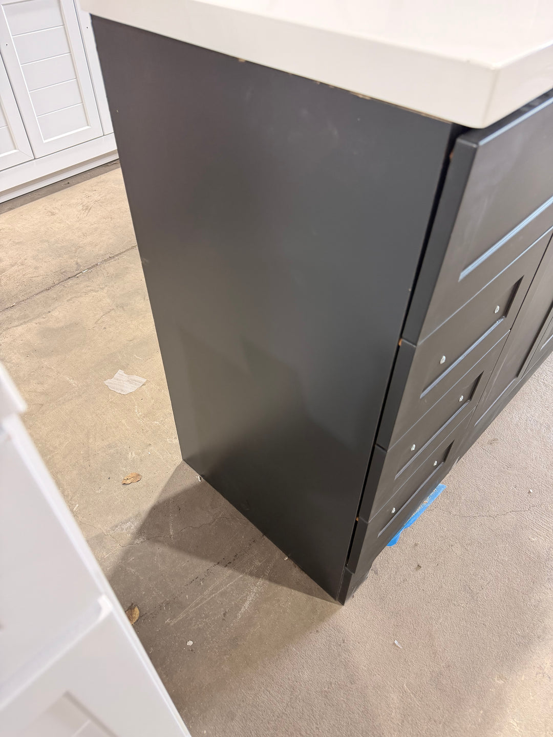 Style Selections Cauley 48-in Black Single Sink Bathroom Vanity with White Cultured Marble Top (Damaged)