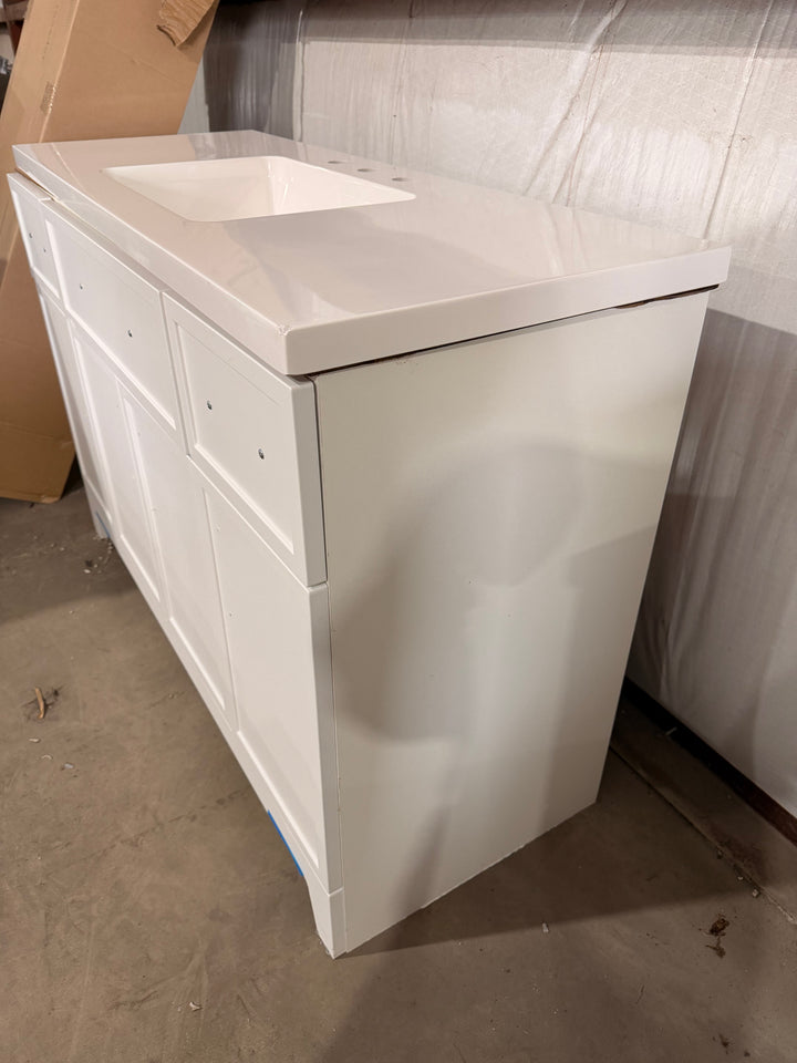 Style Selections Potter 48-in True White Single Sink Bathroom Vanity with White Cultured Marble Top (DAMAGED)