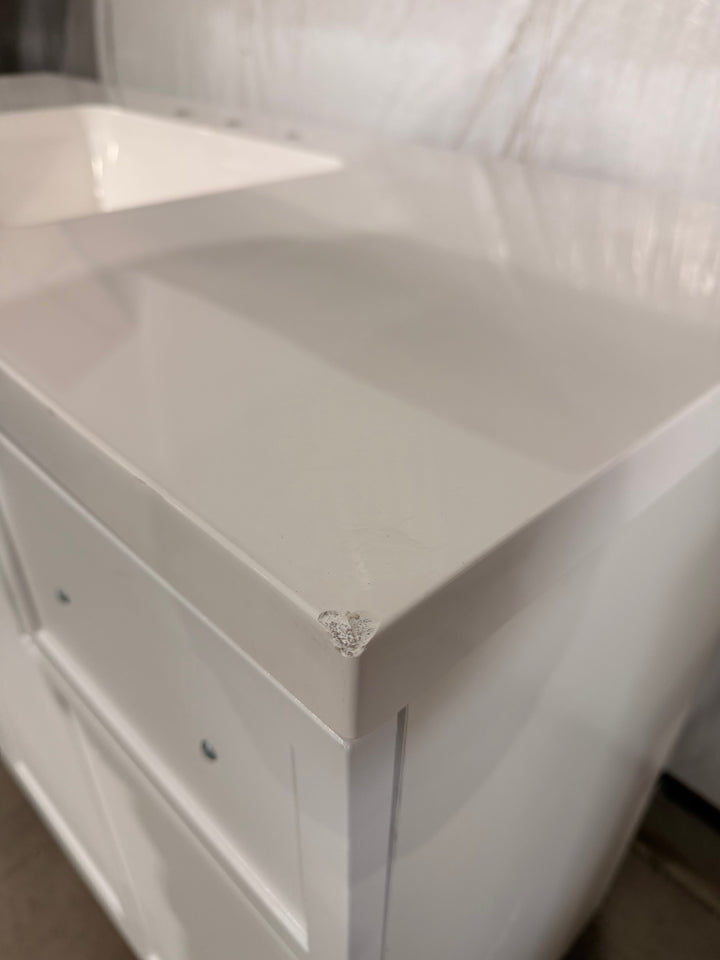 Style Selections Potter 48-in True White Single Sink Bathroom Vanity with White Cultured Marble Top (DAMAGED)