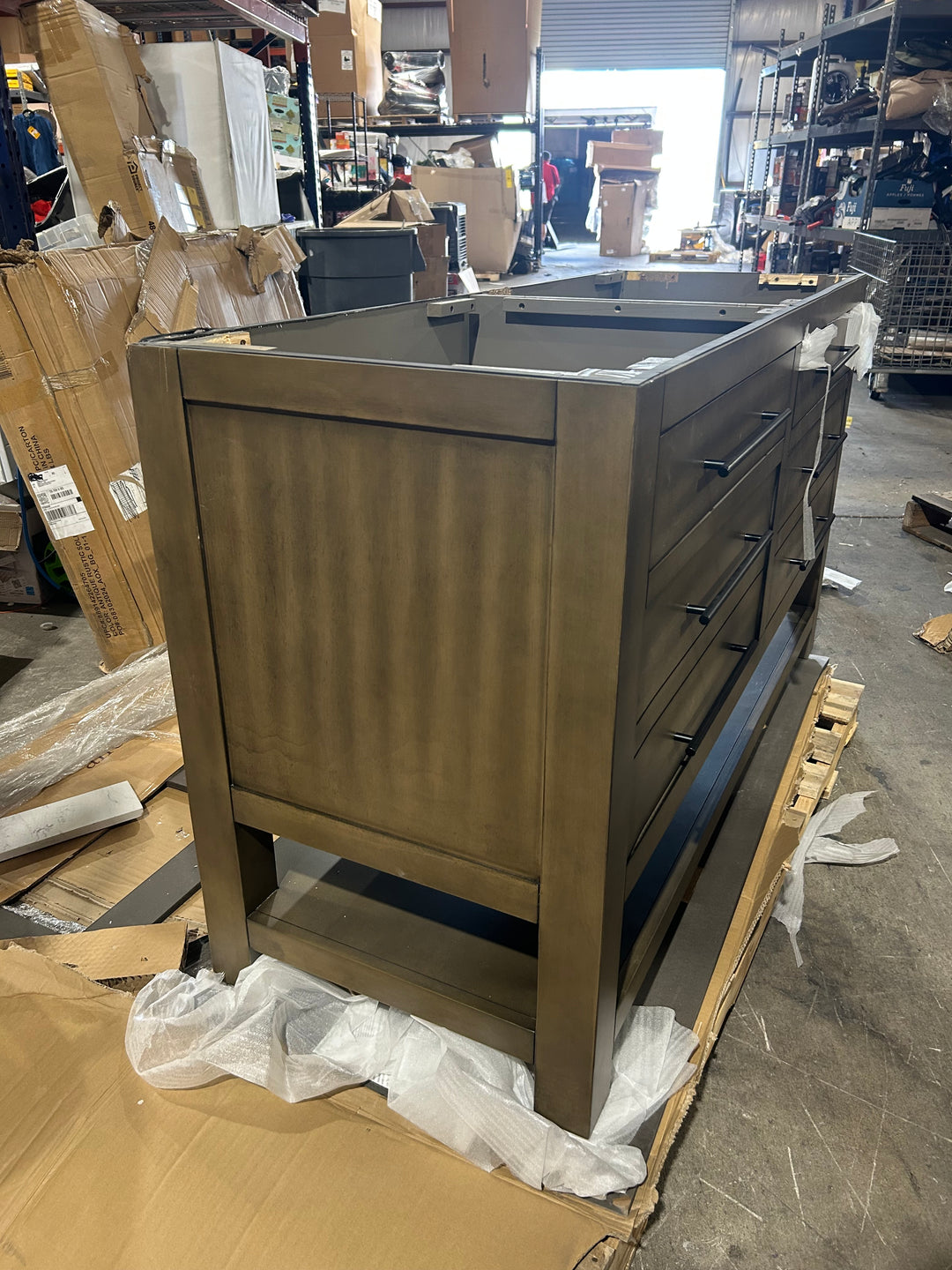 allen + roth Kennilton 60-in Gray Oak Undermount Double sink Bathroom Vanity (NO TOP) (Open Box)