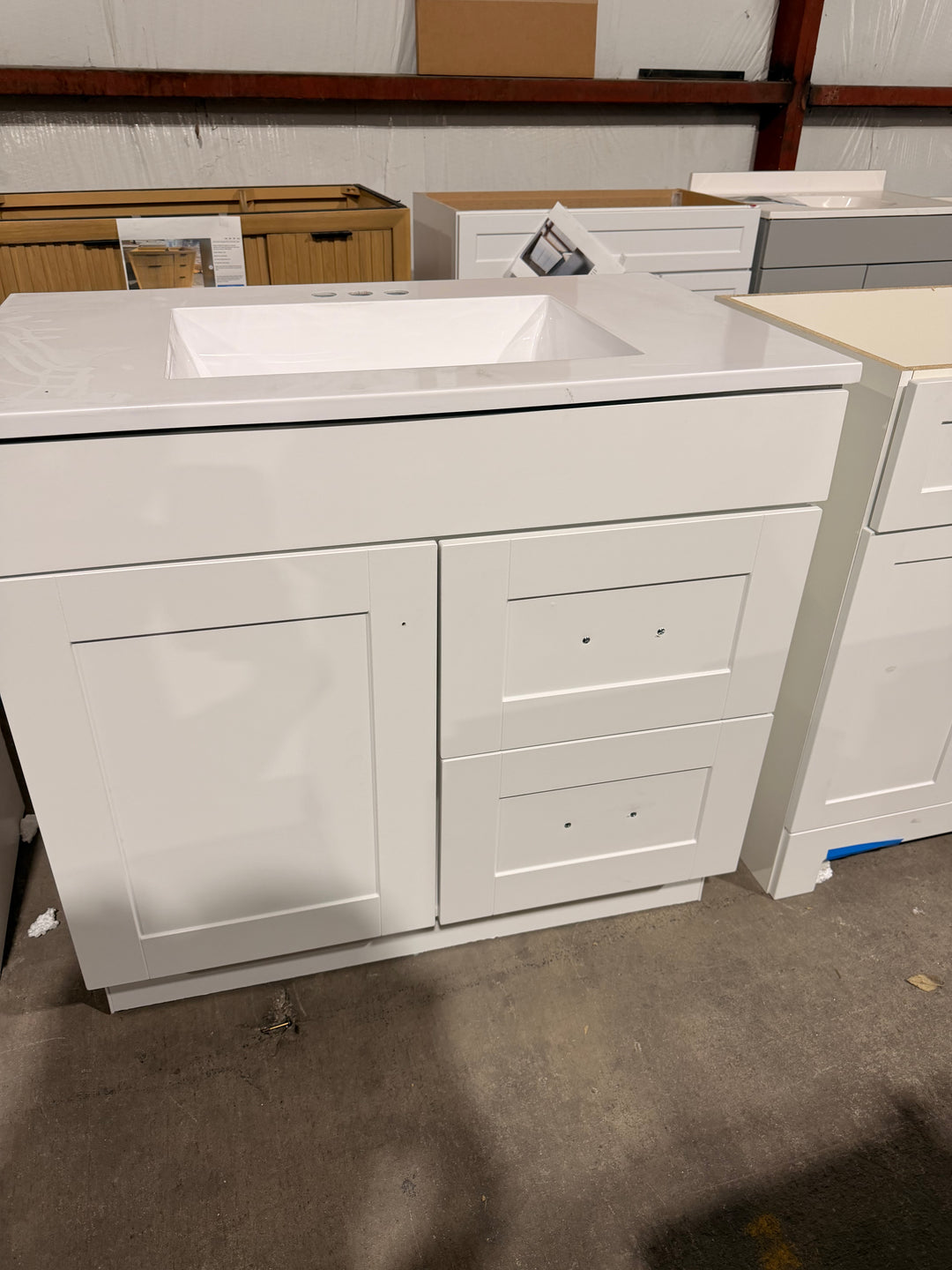 Project Source Series 36-in True White Bathroom Vanity Base Cabinet (OPEN BOX)