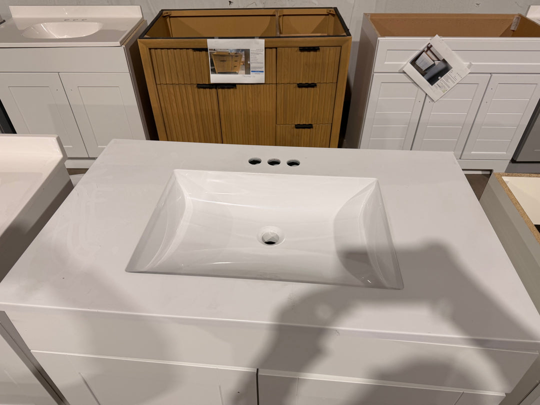 Project Source Series 36-in True White Bathroom Vanity Base Cabinet (OPEN BOX)
