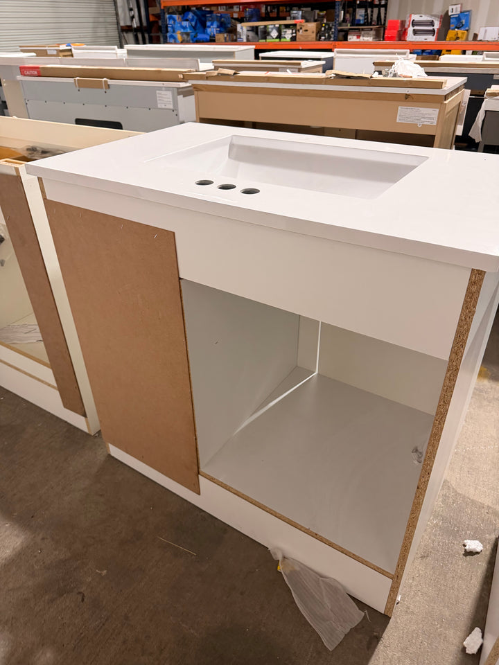 Project Source Series 36-in True White Bathroom Vanity Base Cabinet (OPEN BOX)