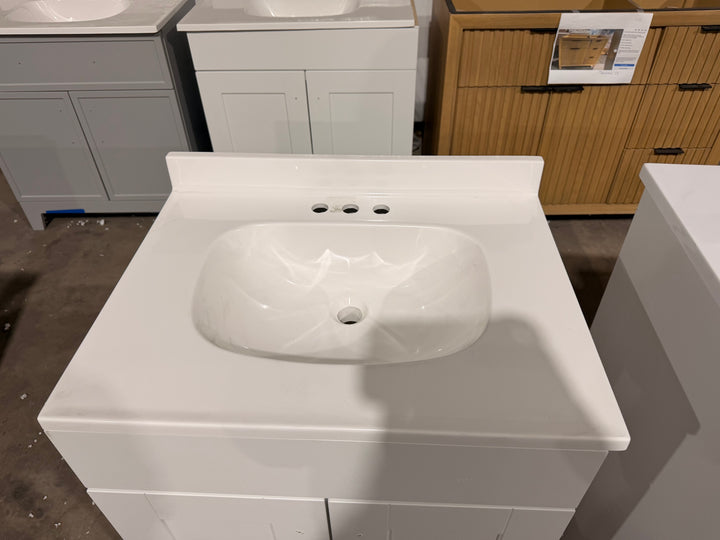 Project Source Dover 24-in True White Single Sink Bathroom Vanity with White Cultured Marble Top (open box)