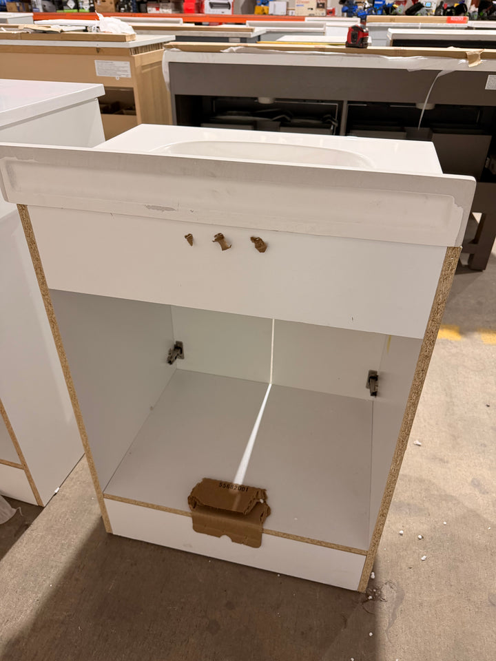 Project Source Dover 24-in True White Single Sink Bathroom Vanity with White Cultured Marble Top (open box)