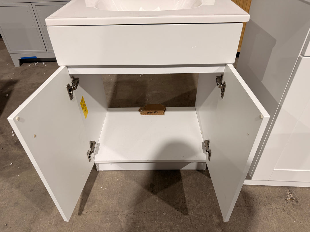 Project Source Dover 24-in True White Single Sink Bathroom Vanity with White Cultured Marble Top (open box)
